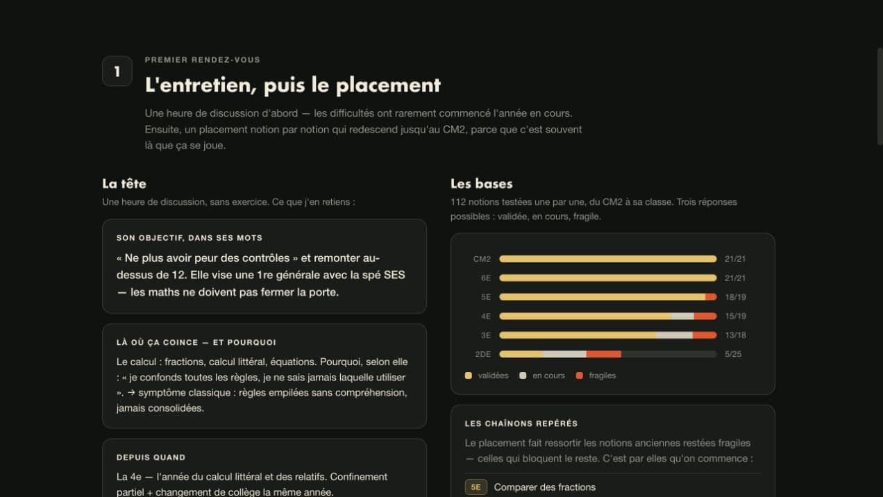 Exemple fictif de diagnostic initial dans l'outil Constellation